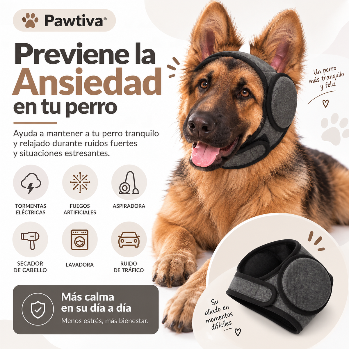 Pawtiva | Capucha calmante para perros